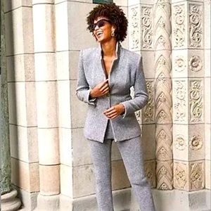 Luxe Texture Notch Collar Two Button Blazer